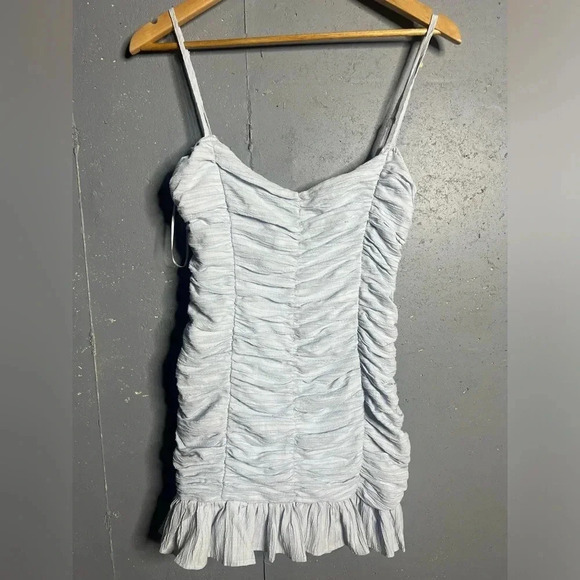 Lioness Keep on Rising Ruched Mini Dress in Sky Blue.  Size Small - Picture 2 of 7